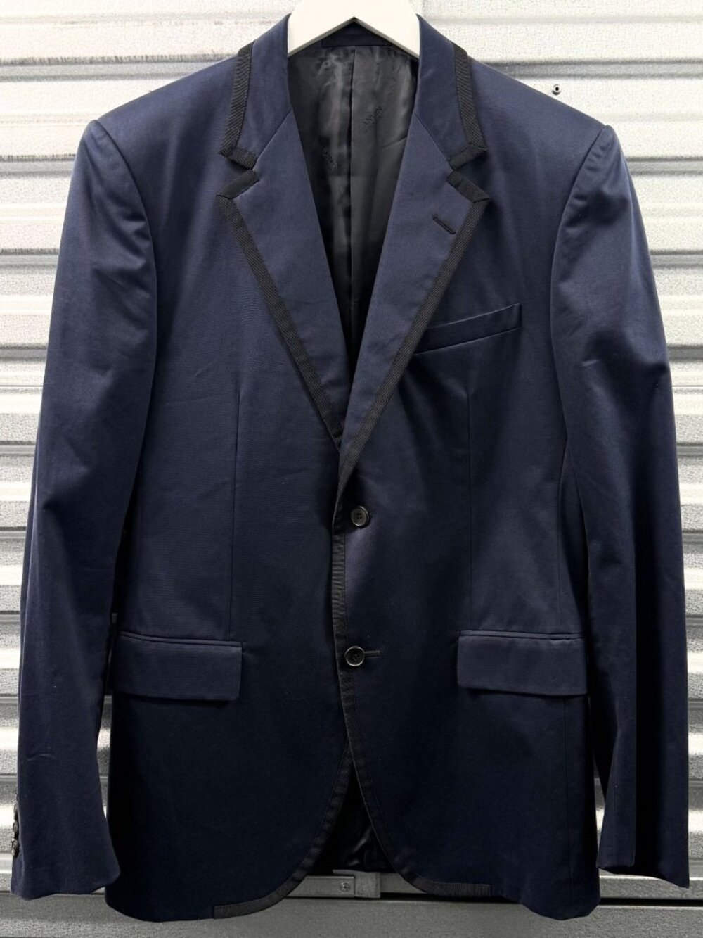 LANVIN DARK BLUE BLAZER JACKET BLACK GROSGRAIN TRIM